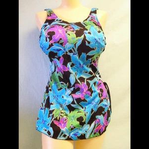 30W 32W sarong blue black 965-C588 swimsuit plus